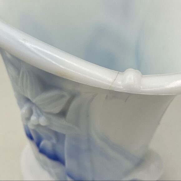 Vintage Akro Agate Iris Floral Marbled Swirl Slag Glass Vase - Picture 12 of 15